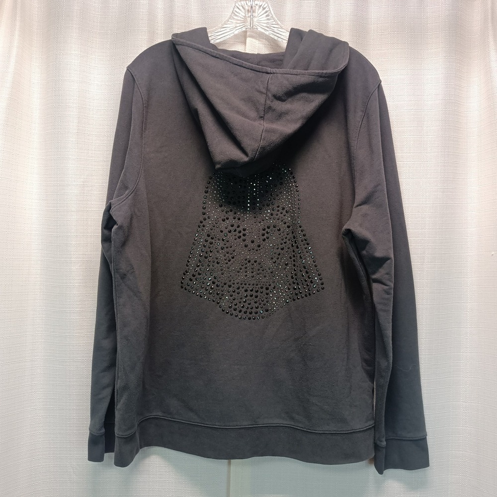 Star Wars x Rock & Republic Darth Vader Rhinestone Zip Up Hoodie Gray Black XL